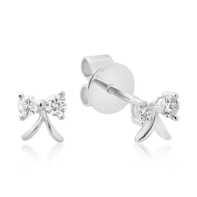 Cercei fundita din aur alb cu diamante de 0.117ct