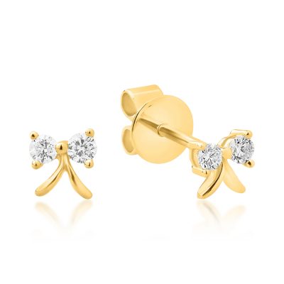 Cercei fundita din aur galben cu diamante de 0.118ct