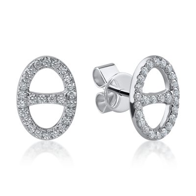 Cercei geometrici din aur alb cu diamante de 0.49ct