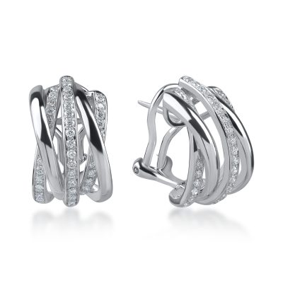 Cercei geometrici din aur alb cu diamante de 0.57ct