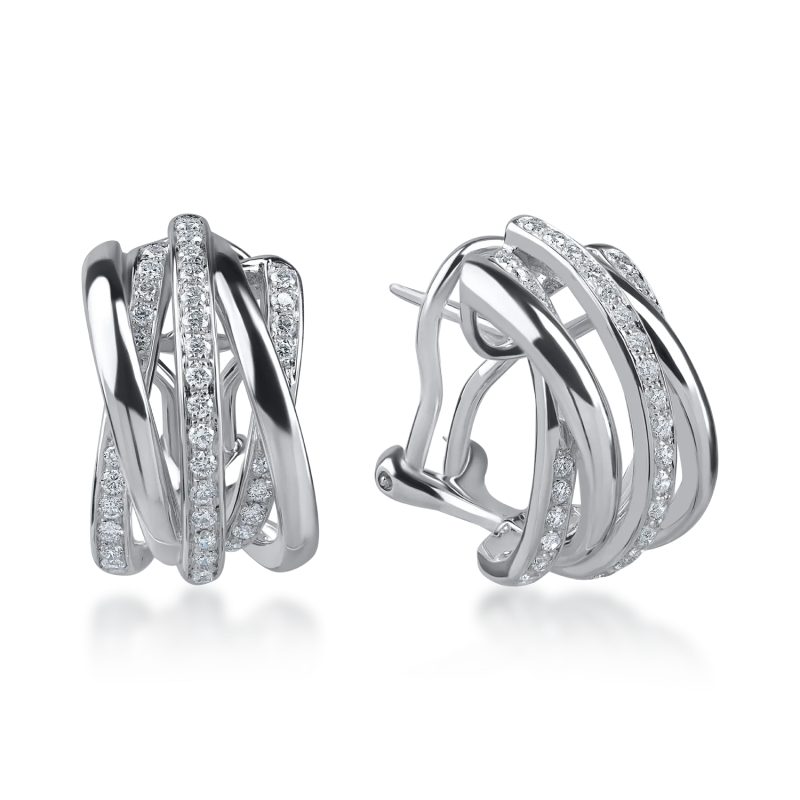 Cercei geometrici din aur alb cu diamante de 0.57ct
