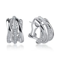 Cercei geometrici din aur alb cu diamante de 0.57ct