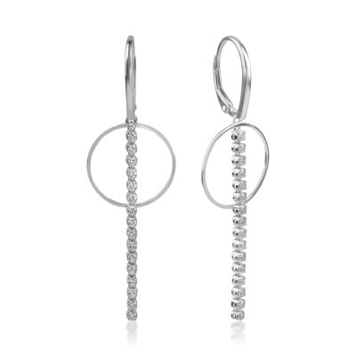 Cercei geometrici din aur alb cu diamante de 0.59ct