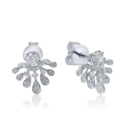 Cercei geometrici din aur alb cu diamante de 0.85ct