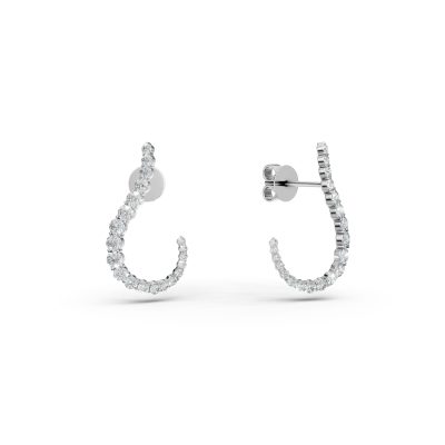 Cercei geometrici din aur alb cu diamante de 0.8ct
