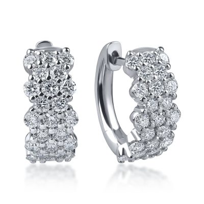Cercei geometrici din aur alb cu diamante de 1.3ct