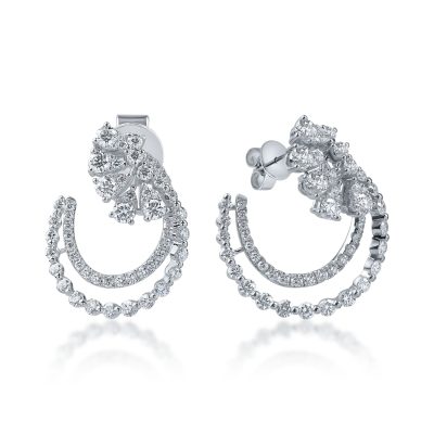 Cercei geometrici din aur alb cu diamante de 2ct