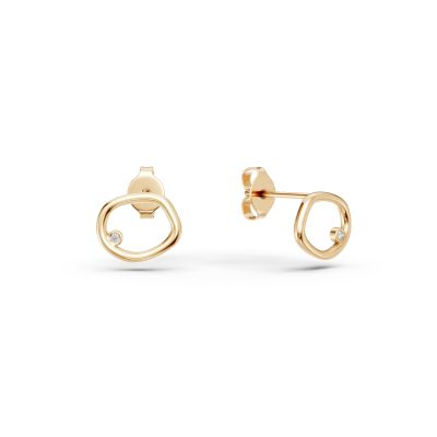 Cercei geometrici din aur galben cu diamante de 0.01ct