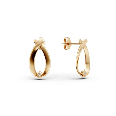 Cercei geometrici din aur galben cu diamante de 0.01ct