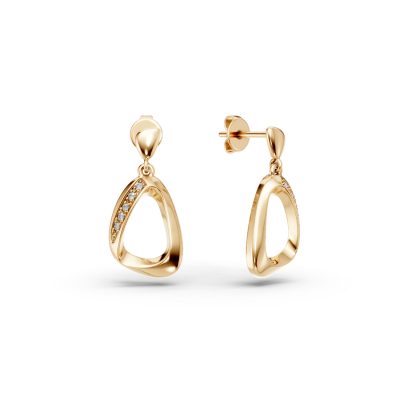 Cercei geometrici din aur galben cu diamante de 0.04ct