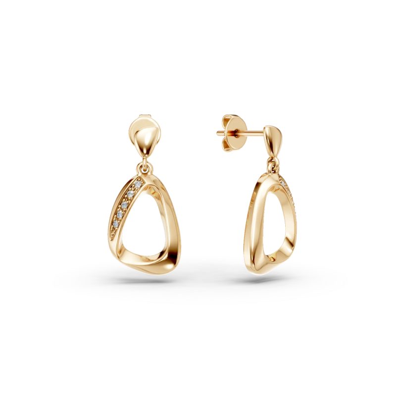 Cercei geometrici din aur galben cu diamante de 0.04ct