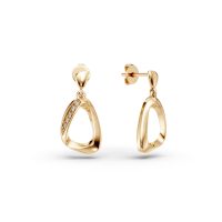 Cercei geometrici din aur galben cu diamante de 0.04ct