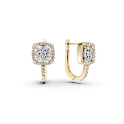 Cercei geometrici din aur galben cu diamante de 0.4ct