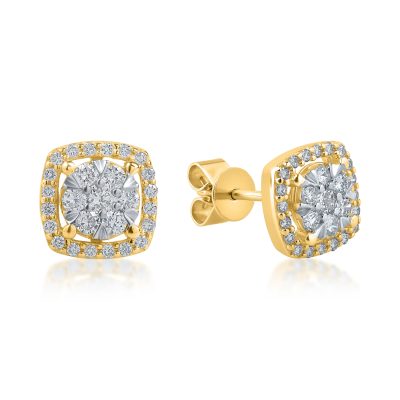 Cercei geometrici din aur galben cu diamante de 0.4ct