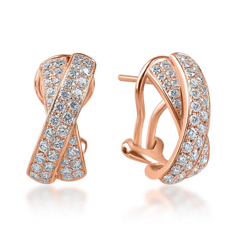 Cercei geometrici din aur roz cu diamante de 1.05ct