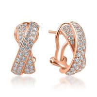 Cercei geometrici din aur roz cu diamante de 1.05ct