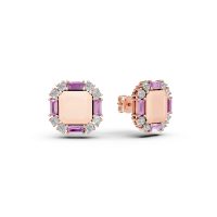 Cercei geometrici din aur roz cu pietre pretioase si semipretioase de 5.7ct