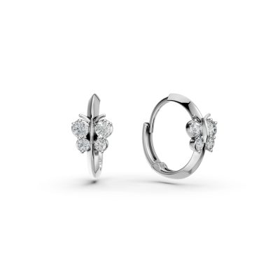 Cercei hoops fluturasi din aur alb cu zirconia