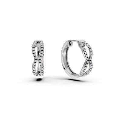 Cercei infinit din aur alb cu diamante de 0.15ct