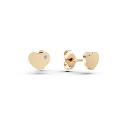 Cercei inima din aur galben cu diamante de 0.01ct