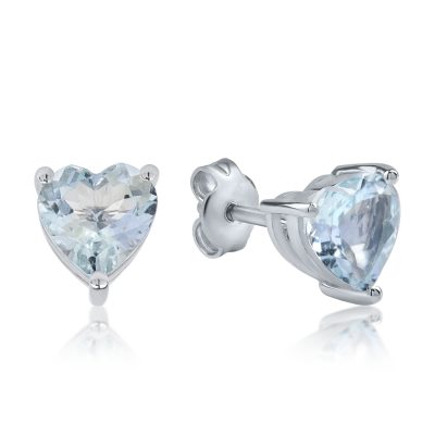 Cercei inimi din aur alb cu acvamarine heart de 1.9ct