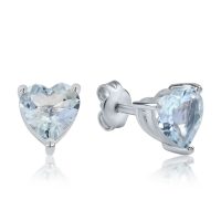 Cercei inimi din aur alb cu acvamarine heart de 1.9ct