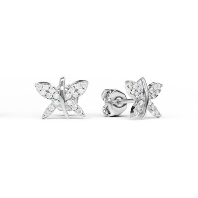 Cercei libelula din aur alb cu diamante de 0.24ct