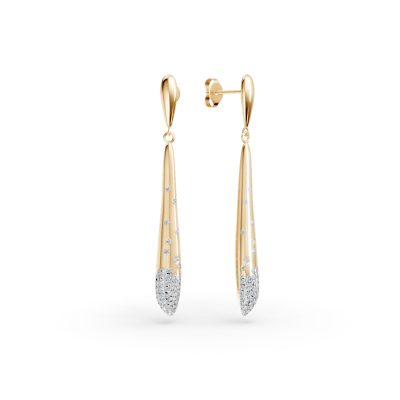 Cercei lungi din aur galben cu diamante de 0.5ct