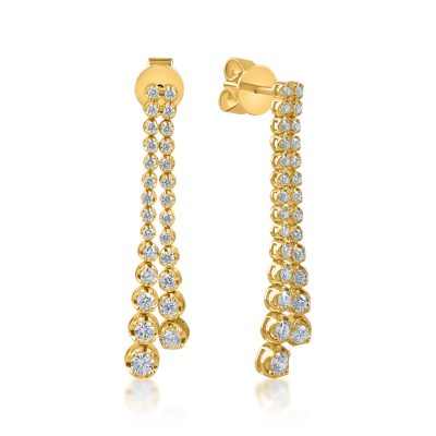Cercei lungi din aur galben cu diamante de 1ct