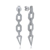 Cercei lungi geometrici din aur alb cu diamante de 1.4ct