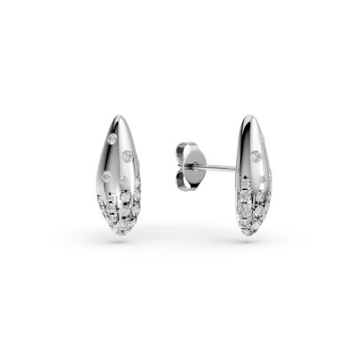 Cercei minimalisti din aur alb cu diamante de 0.5ct