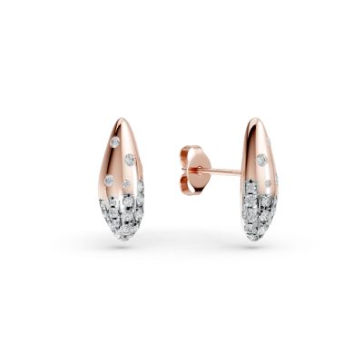 Cercei minimalisti din aur roz cu diamante de 0.48ct