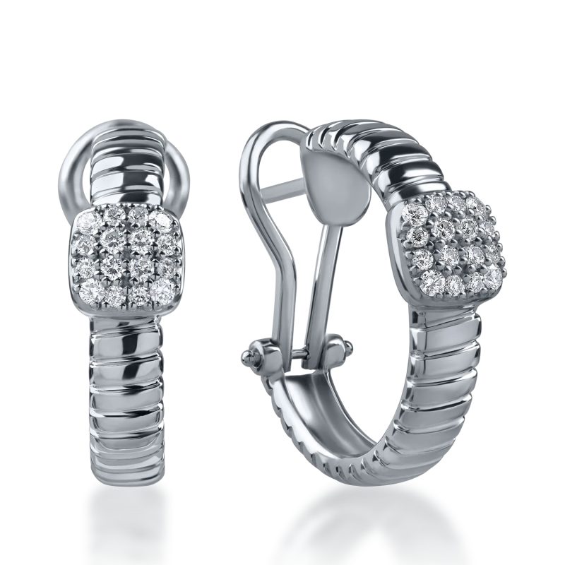 Cercei on-ear din aur alb cu diamante de 0.32ct