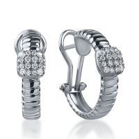 Cercei on-ear din aur alb cu diamante de 0.32ct