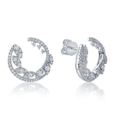 Cercei on ear din aur alb cu diamante de 1.1ct