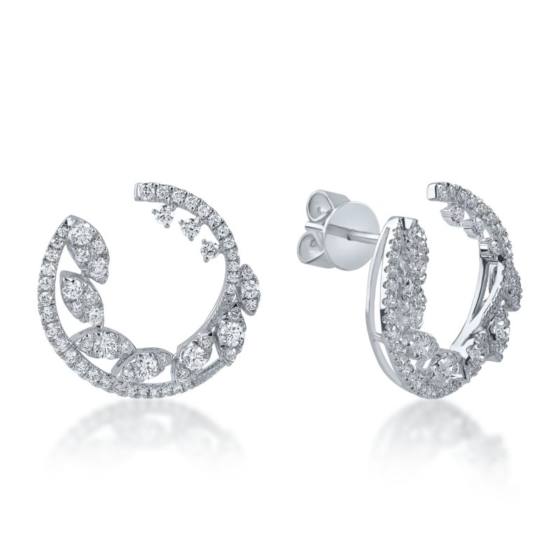 Cercei on ear din aur alb cu diamante de 1.1ct