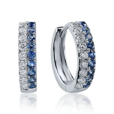 Cercei on-ear din aur alb cu safire de 0.314ct si diamante de 0.211ct