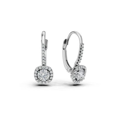Cercei on-ear din aur alb cu zirconia