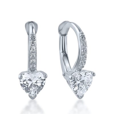 Cercei on-ear din aur alb cu zirconia