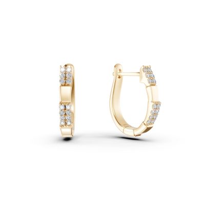 Cercei on-ear din aur galben cu diamante de 0.17ct