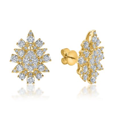 Cercei on ear din aur galben cu diamante de 2.4ct