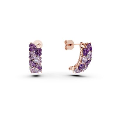Cercei on ear din aur roz cu ametiste heart de 4.3ct