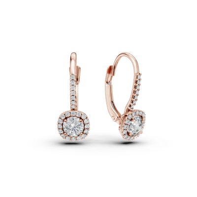 Cercei on-ear din aur roz cu zirconia