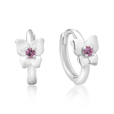 Cercei pentru copii din aur alb cu safire roz de 0.11ct