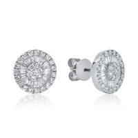 Cercei rotunzi din aur alb cu diamante de 0.9ct