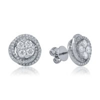 Cercei rotunzi din aur alb cu diamante de 1.16ct