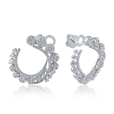 Cercei rotunzi din aur alb cu diamante de 1.7ct