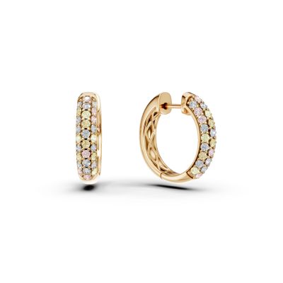 Cercei rotunzi din aur galben cu diamante multicolore de 0.75ct