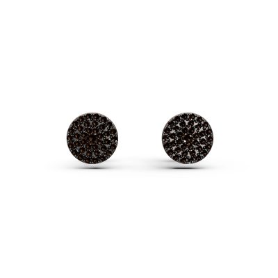 Cercei rotunzi din aur roz cu diamante microsetting maro de 0.4ct