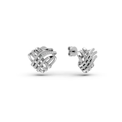 Cercei stud din aur alb cu diamante de 0.127ct